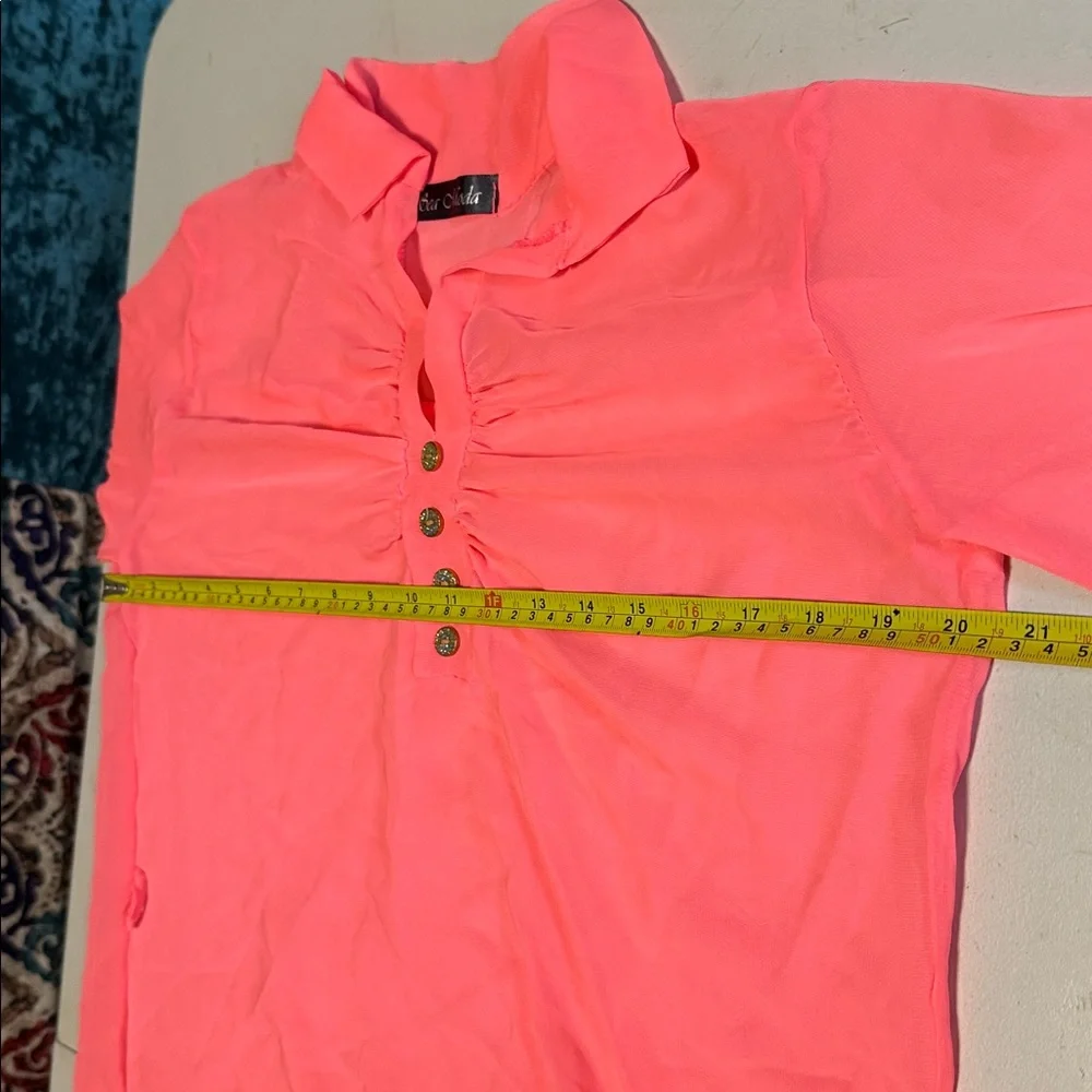 Vibrant Coral Button-Front Blouse size M
#135/3tt - Picture 11 of 11